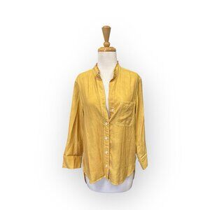 Cloth & Stone Button Front Yellow Top Size S Small Long Sleeve